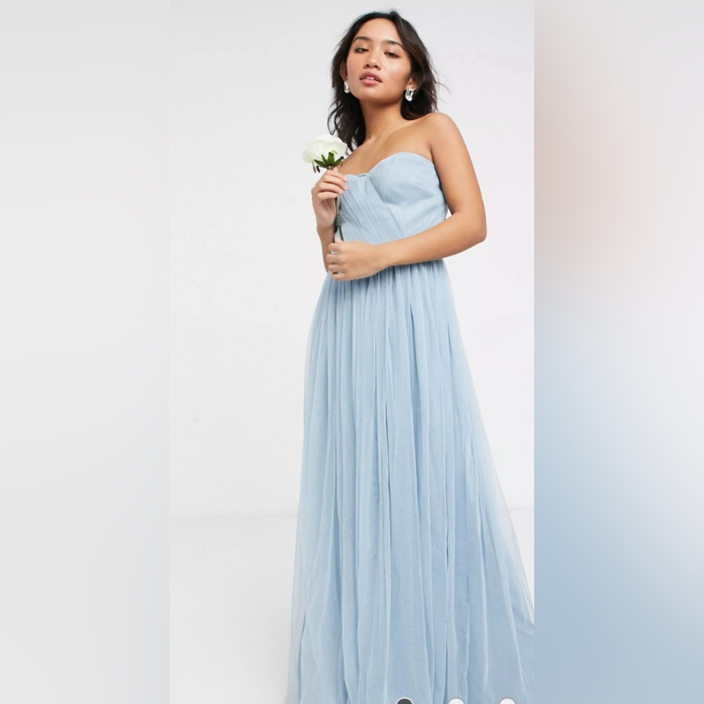 NWT Anaya With Love Petite Tulle Bandeau Maxi Dress - Soft Blue